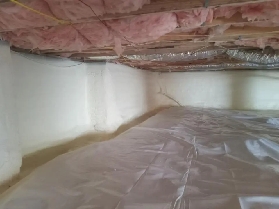 Crawl space encapsulation with closed-cell spray foam for Metal Roof Coating in Freeport